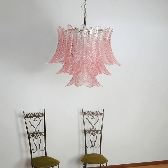 Pink Glass Leaf Chandelier - Simprolos