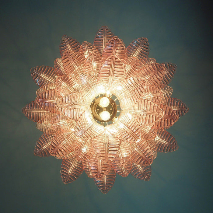 Pink Glass Leaf Chandelier - Simprolos