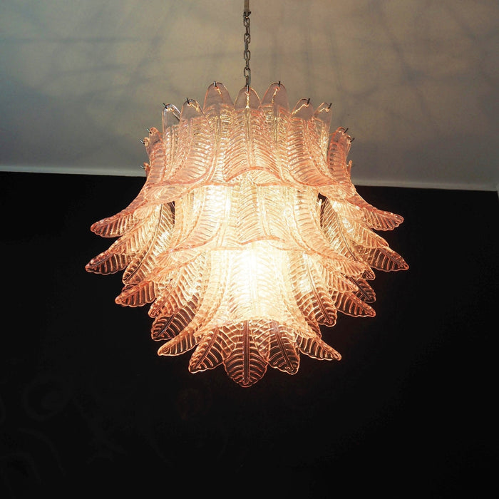 Pink Glass Leaf Chandelier - Simprolos