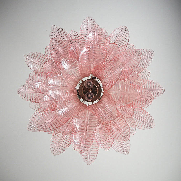 Pink Glass Leaf Chandelier - Simprolos