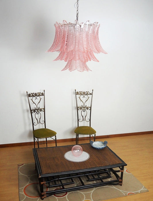 Pink Glass Leaf Chandelier - Simprolos