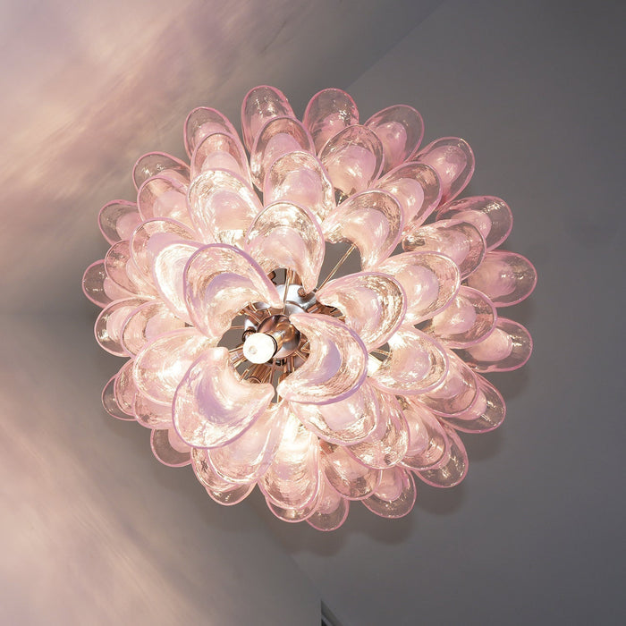Pink Glass Petals Chandelier - Simprolos