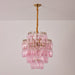 Pink Glass Prism Chandelier - Simprolos