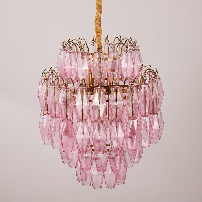 Pink Glass Prism Chandelier - Simprolos