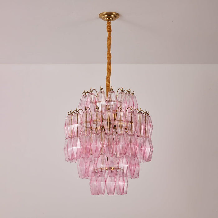 Pink Glass Prism Chandelier - Simprolos