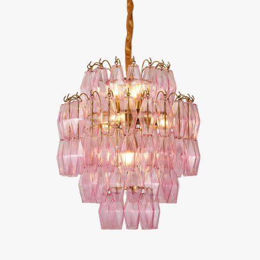 Pink Glass Prism Chandelier - Simprolos