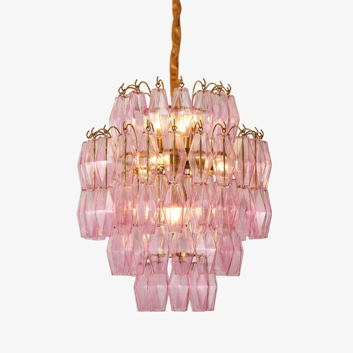 Pink Glass Prism Chandelier - Simprolos
