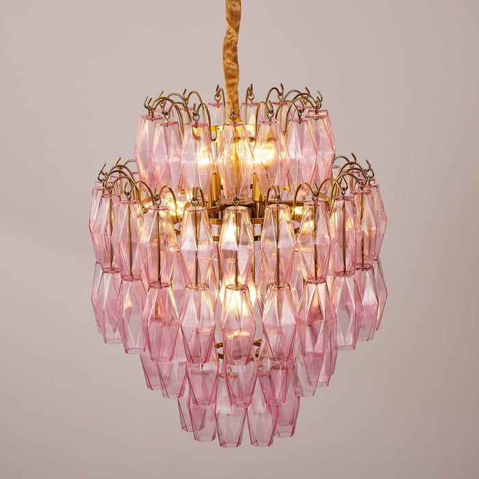 Pink Glass Prism Chandelier - Simprolos