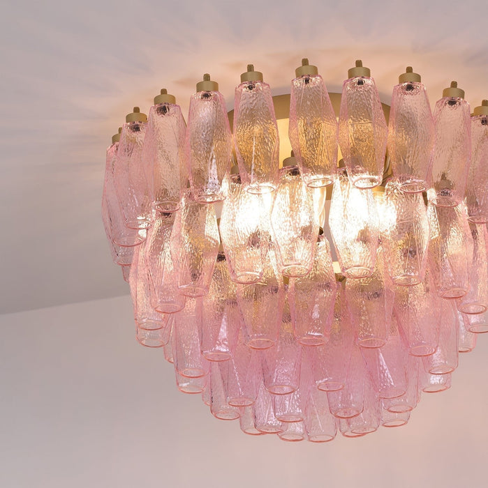 Poliedri Glass Pink Ceiling Light - Simprolos