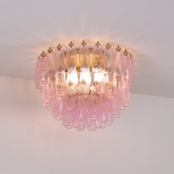 Poliedri Glass Pink Ceiling Light - Simprolos