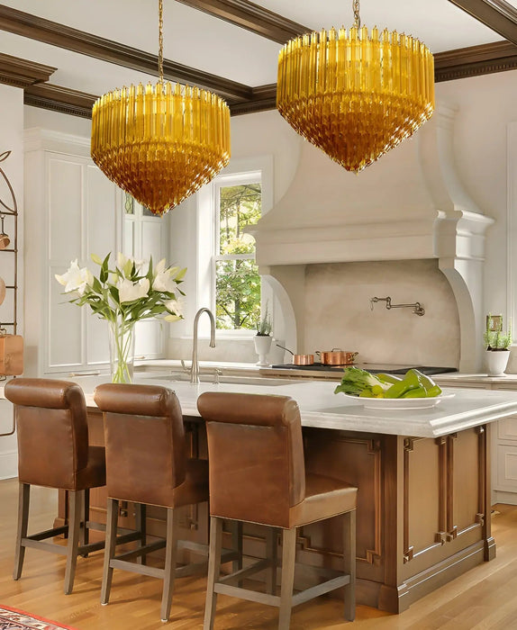 Prism Amber Glass Chandelier - Simprolos