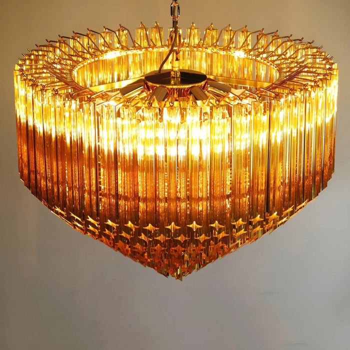 Prism Amber Glass Chandelier - Simprolos