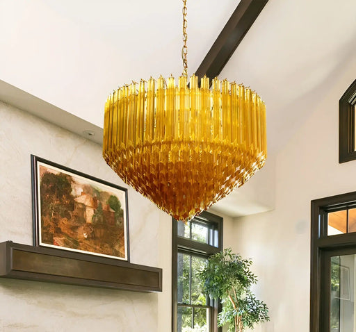 Prism Amber Glass Chandelier - Simprolos