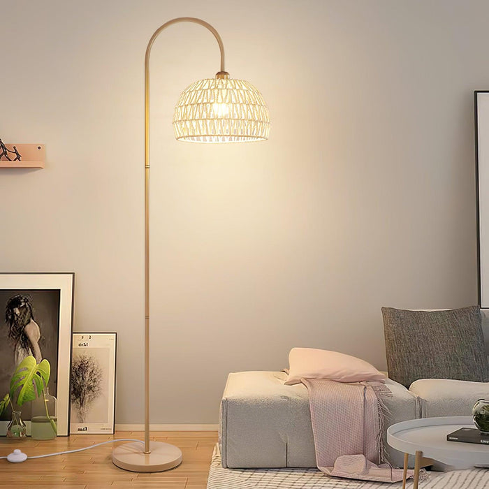 Rattan Arch Floor Lamp Simprolos