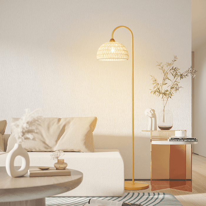 Rattan Arch Floor Lamp Simprolos