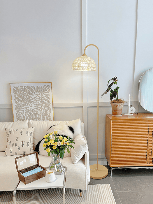 Rattan Arch Floor Lamp Simprolos