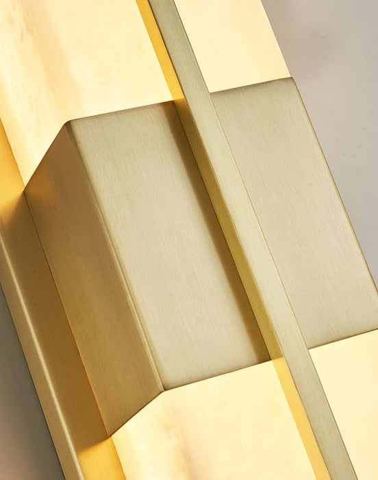 Rectangular Alabaster Brass Wall Sconce - Simprolos