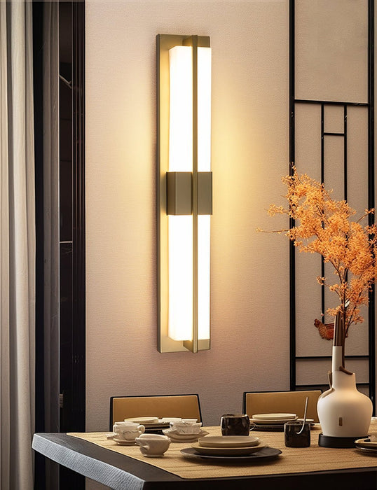 Rectangular Alabaster Brass Wall Sconce - Simprolos