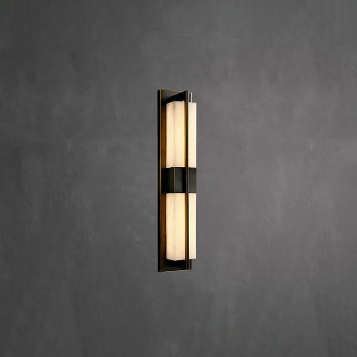 Rectangular Alabaster Brass Wall Sconce - Simprolos