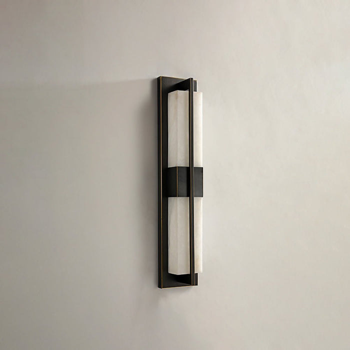 Rectangular Alabaster Brass Wall Sconce - Simprolos
