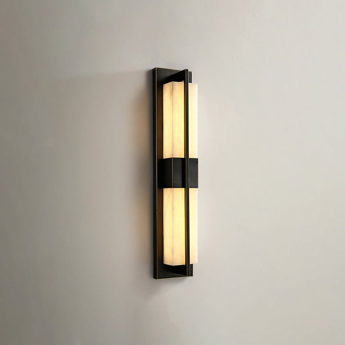 Rectangular Alabaster Brass Wall Sconce - Simprolos