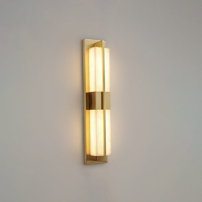 Rectangular Alabaster Brass Wall Sconce - Simprolos