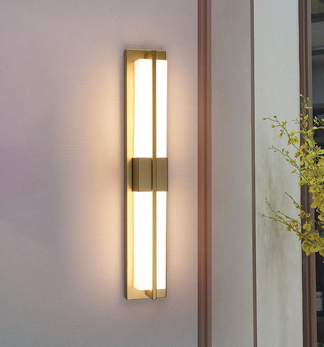 Rectangular Alabaster Brass Wall Sconce - Simprolos