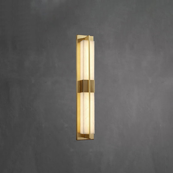 Rectangular Alabaster Brass Wall Sconce - Simprolos