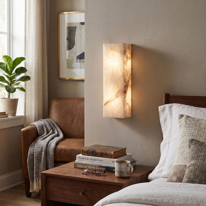 Rectangular Alabaster Wall Sconce - Simprolos
