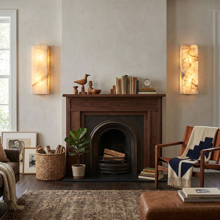 Rectangular Alabaster Wall Sconce - Simprolos