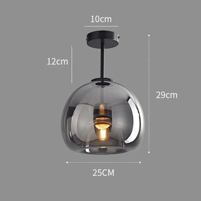 Retro Copper Glass Semi Flush Mount Ceiling Light - Simprolos