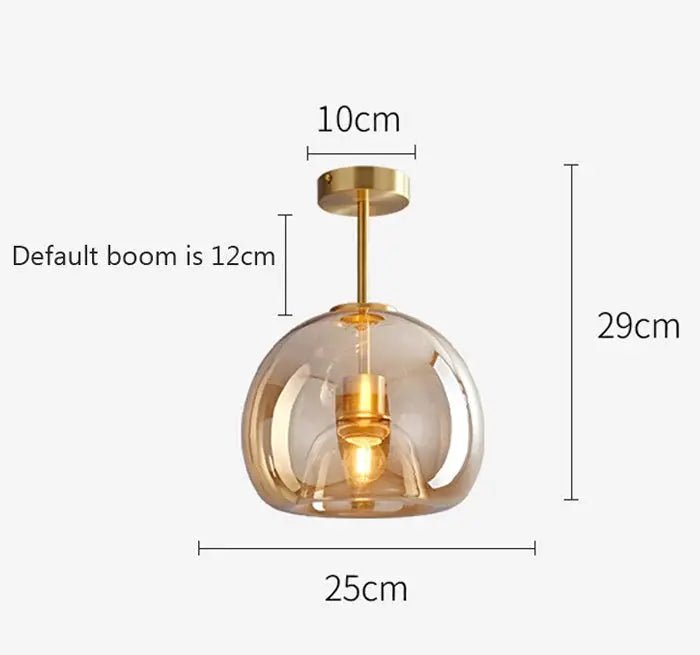 Retro Copper Glass Semi Flush Mount Ceiling Light - Simprolos