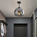 Retro Copper Glass Semi Flush Mount Ceiling Light - Simprolos