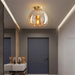 Retro Copper Glass Semi Flush Mount Ceiling Light - Simprolos