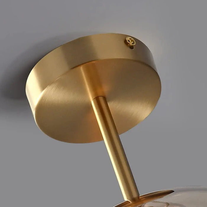 Retro Copper Glass Semi Flush Mount Ceiling Light - Simprolos