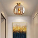 Retro Copper Glass Semi Flush Mount Ceiling Light - Simprolos