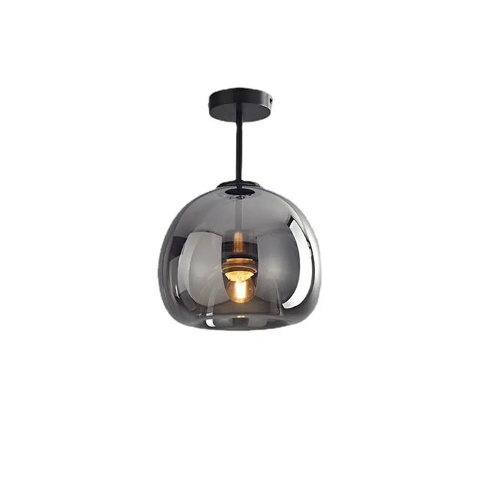 Retro Copper Glass Semi Flush Mount Ceiling Light - Simprolos