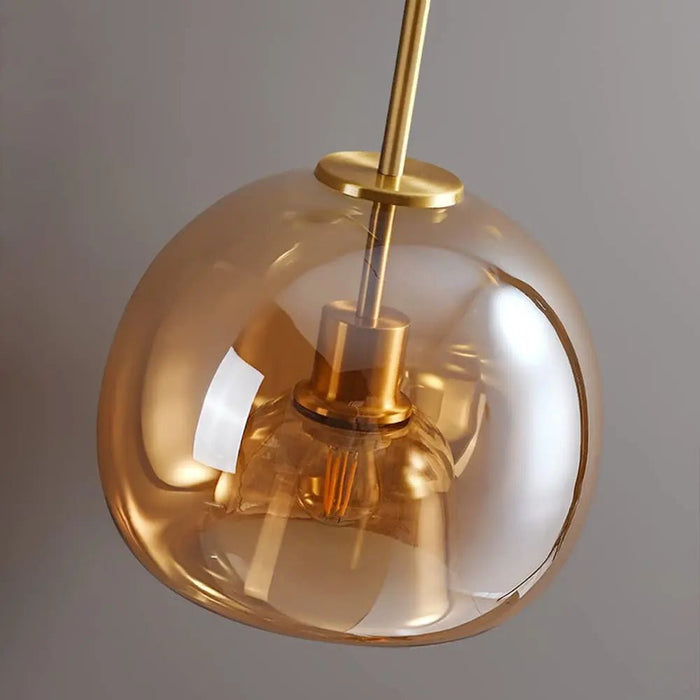 Retro Copper Glass Semi Flush Mount Ceiling Light - Simprolos