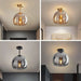 Retro Copper Glass Semi Flush Mount Ceiling Light - Simprolos