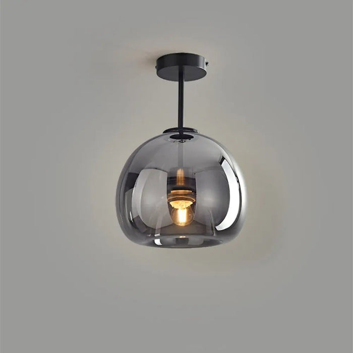 Retro Copper Glass Semi Flush Mount Ceiling Light - Simprolos