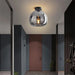 Retro Copper Glass Semi Flush Mount Ceiling Light - Simprolos