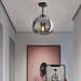 Retro Copper Glass Semi Flush Mount Ceiling Light - Simprolos