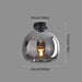 Retro Copper Glass Semi Flush Mount Ceiling Light - Simprolos