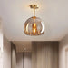 Retro Copper Glass Semi Flush Mount Ceiling Light - Simprolos