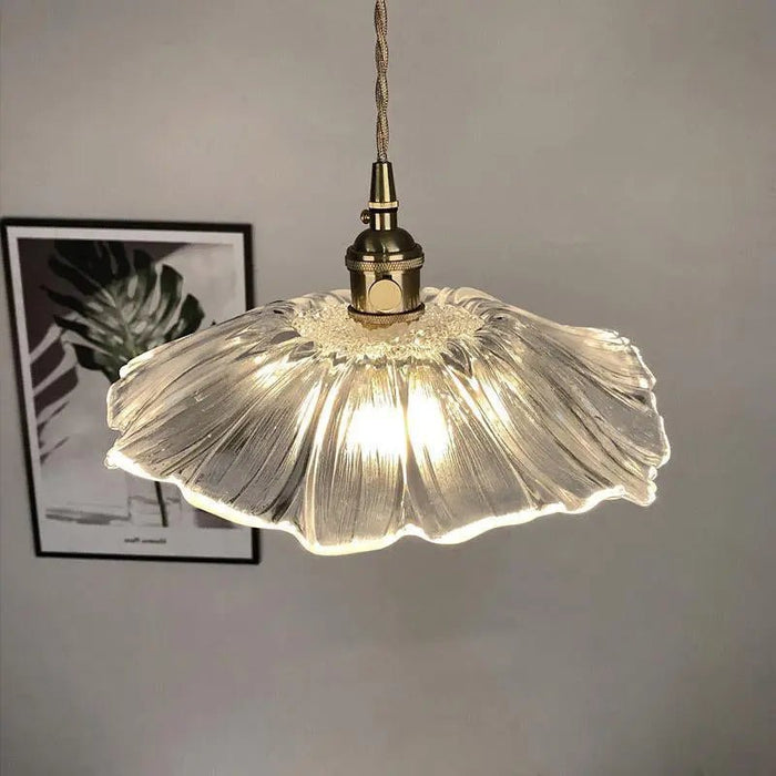 Retro Flower Shape Glass Pendant Light For Dining Room - Simprolos