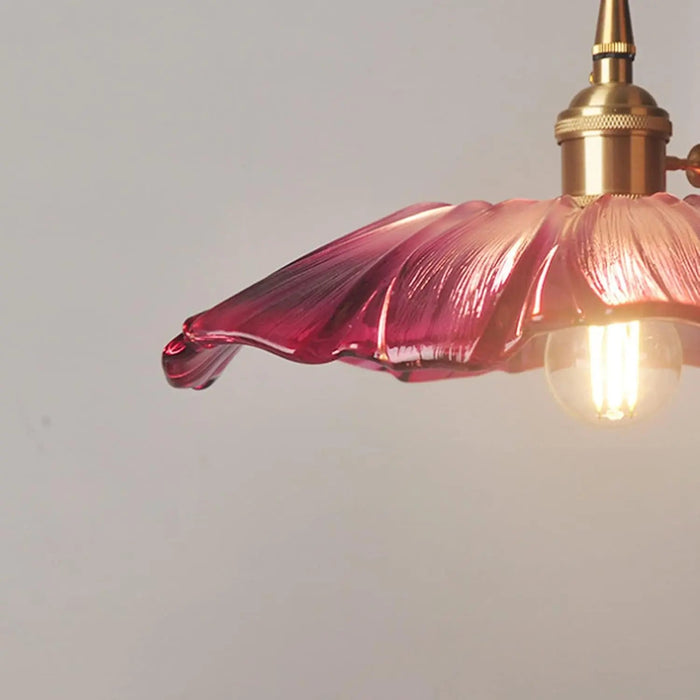 Retro Flower Shape Glass Pendant Light For Dining Room - Simprolos