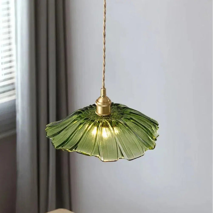 Retro Flower Shape Glass Pendant Light For Dining Room - Simprolos