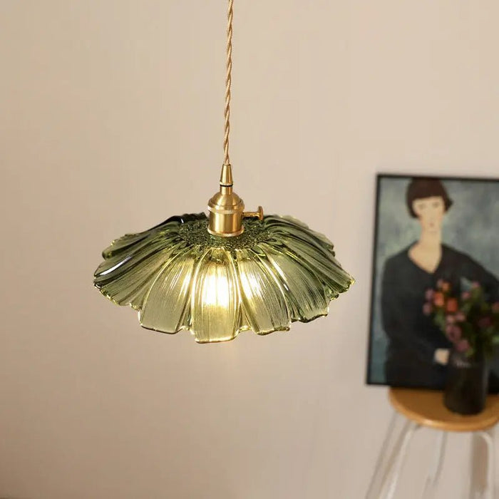 Retro Flower Shape Glass Pendant Light For Dining Room - Simprolos