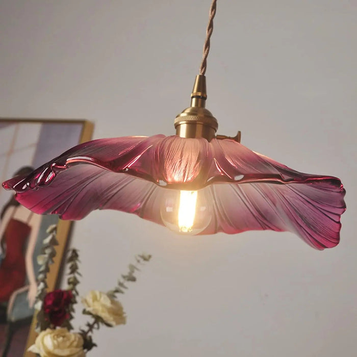 Retro Flower Shape Glass Pendant Light For Dining Room - Simprolos