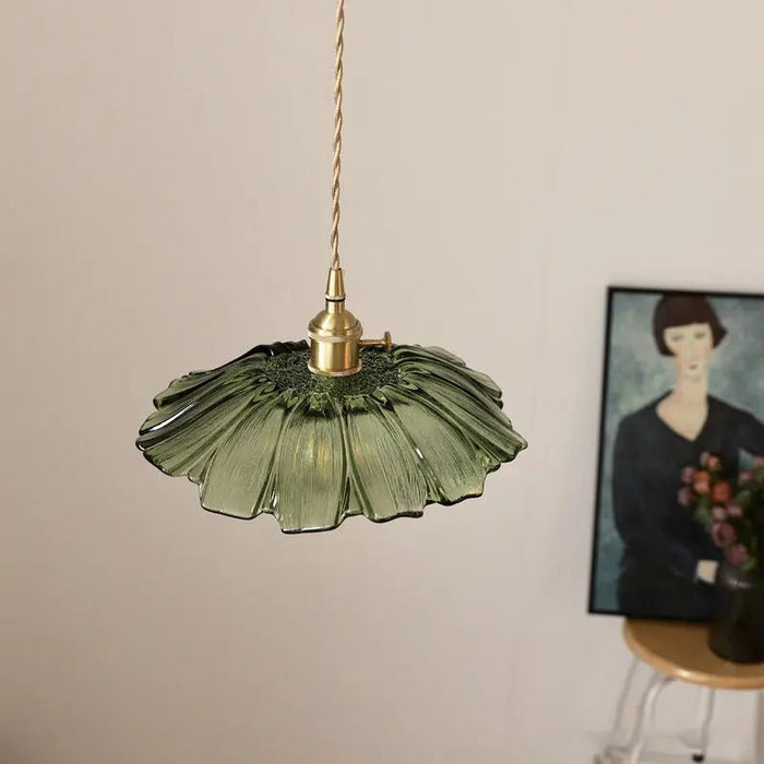 Retro Flower Shape Glass Pendant Light For Dining Room - Simprolos